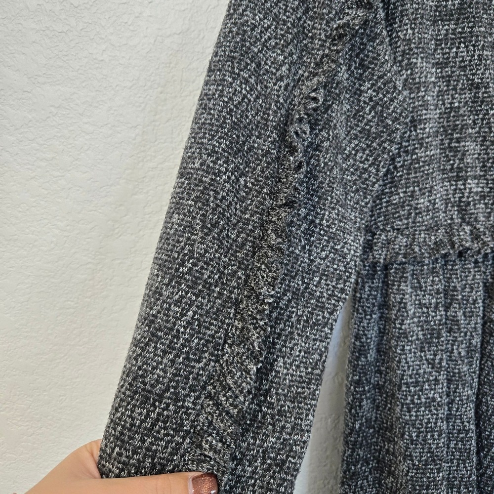 R&D Long Sleeve Textured Knit Ruffle Grey Dress Size S - Picture 2 of 5